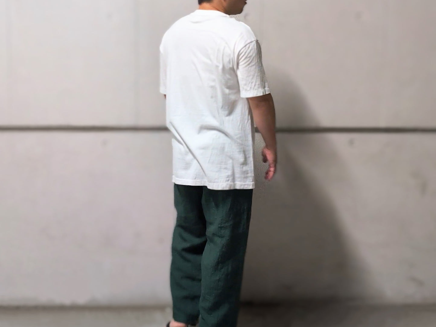 <OSOCU>遠州織物 ヨーロッパリネン100% バルーンパンツ ボトルグリーン