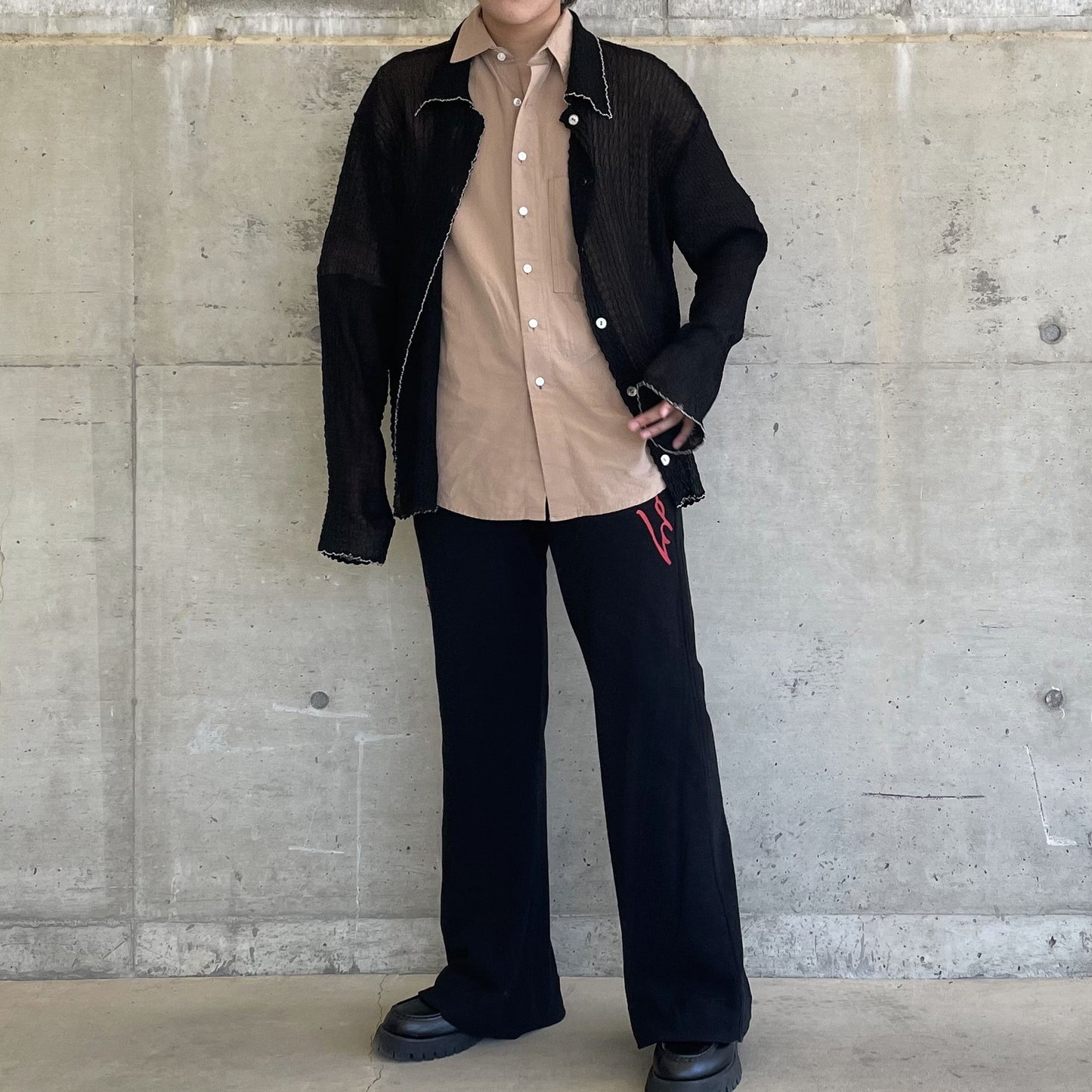 <OSOCU>柿渋染めダンガリー 半袖シャツ デッドストック生地