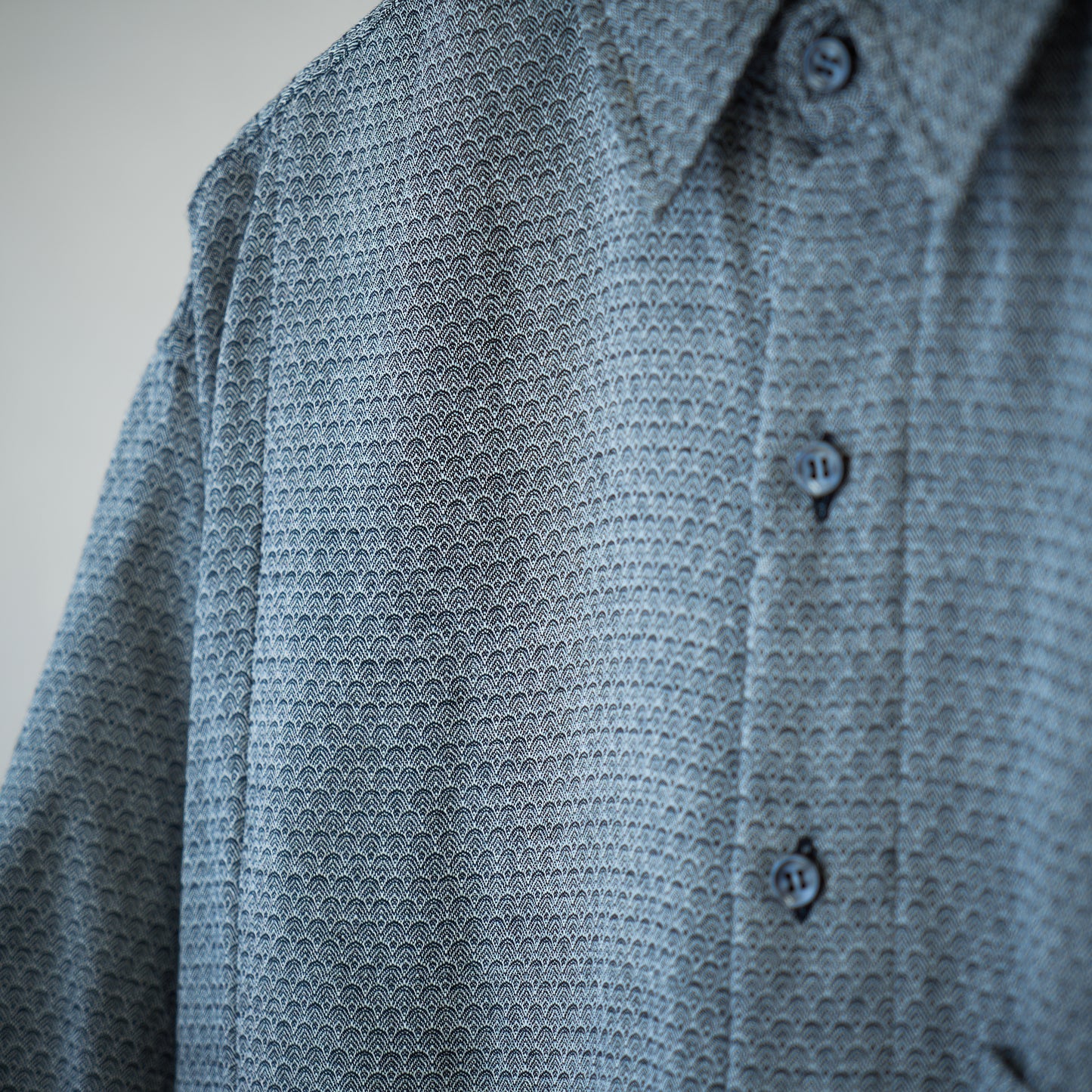 <OSOCU>知多木綿 半袖リラックスシャツ 青海波