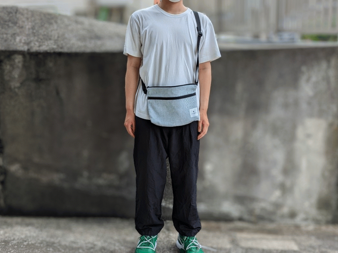 <OSOCU>知多木綿 サコッシュ バッグ 刺し子織 白黒