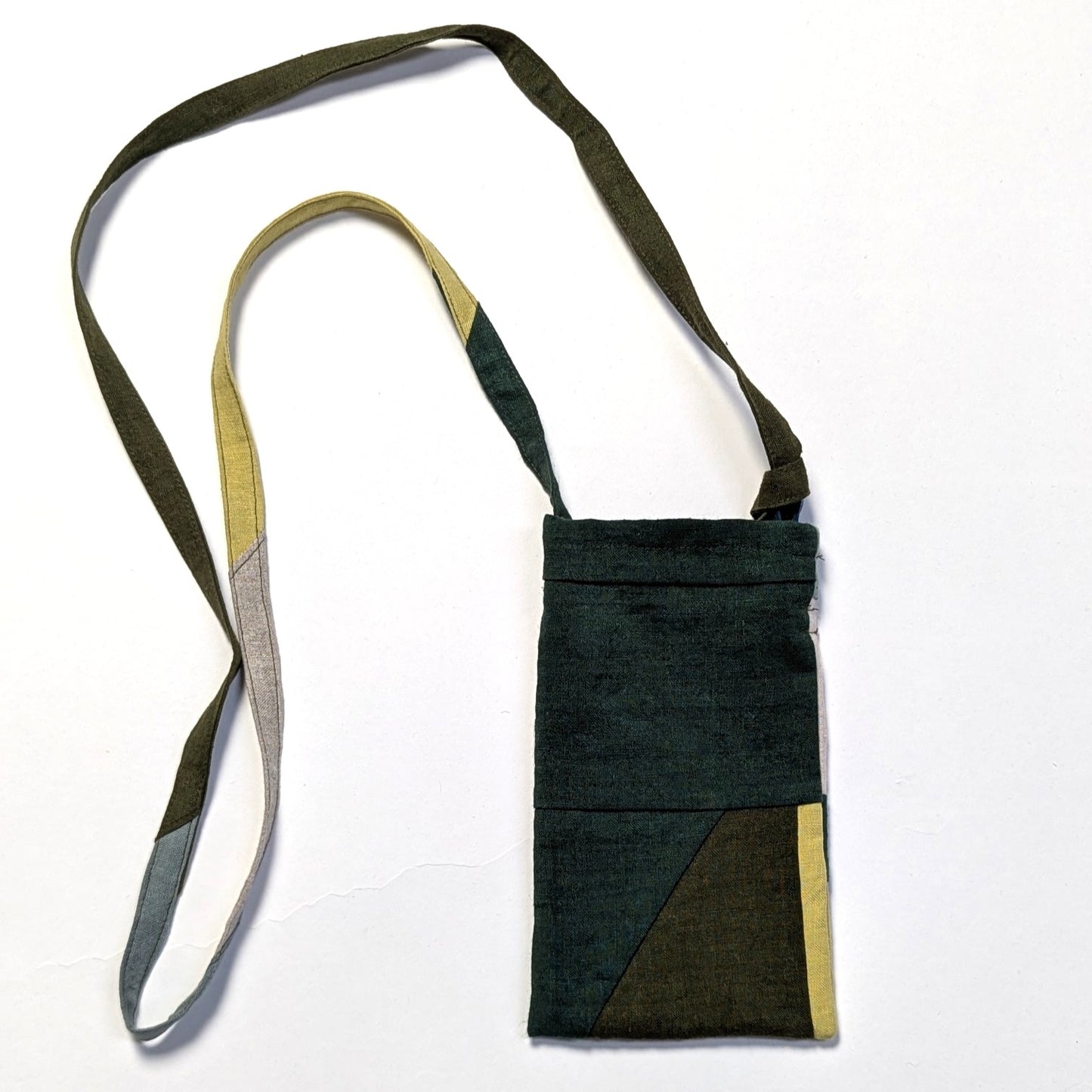 <OSOCU>遠州織物 ヨーロッパリネン100% パッチワーク スマホショルダーバッグ 斜めがけNO.2