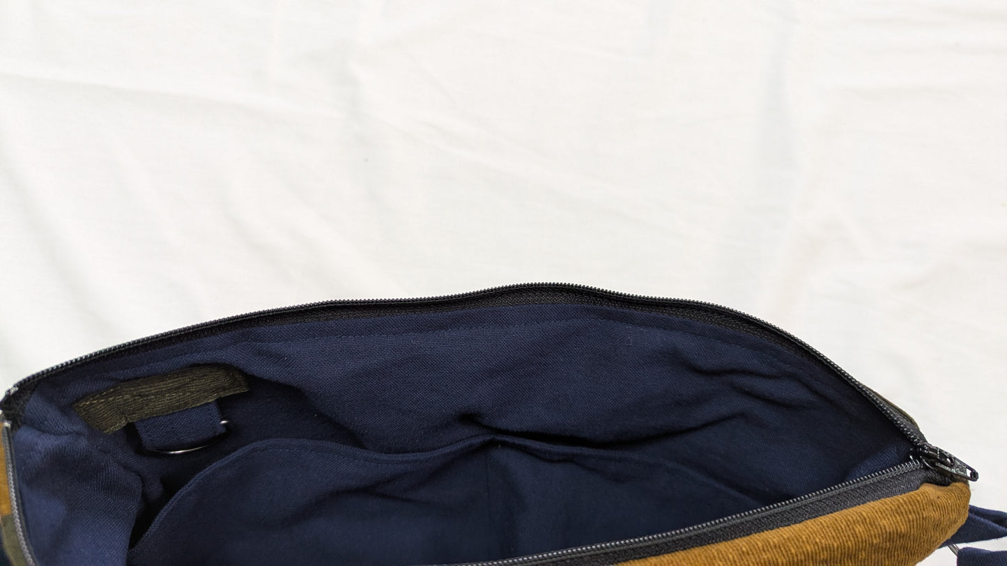 コーデュロイ生地 パッチワーク サコッシュ バッグ