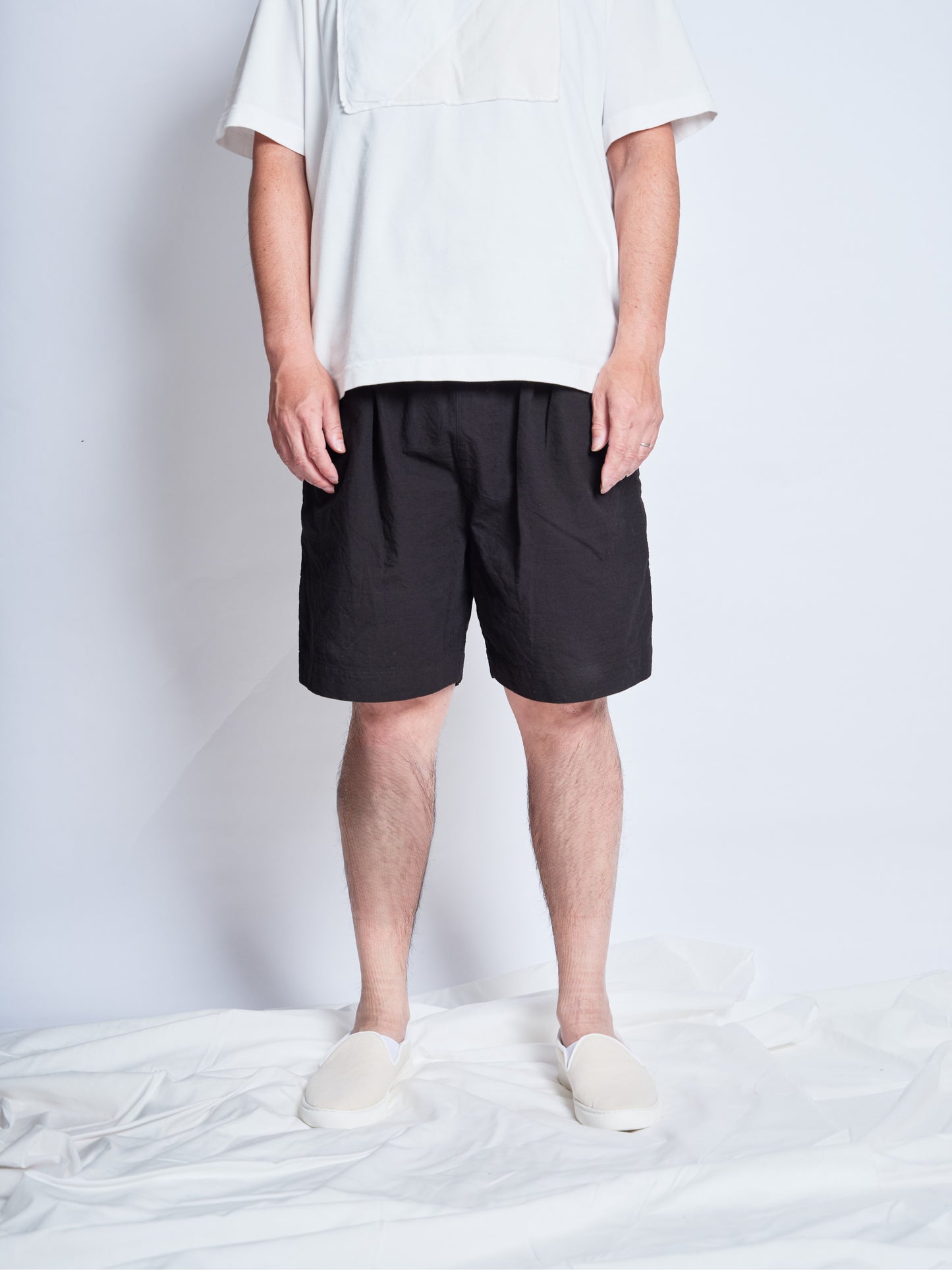 <OSOCU>知多木綿 名古屋黒紋付染 ハーフパンツ