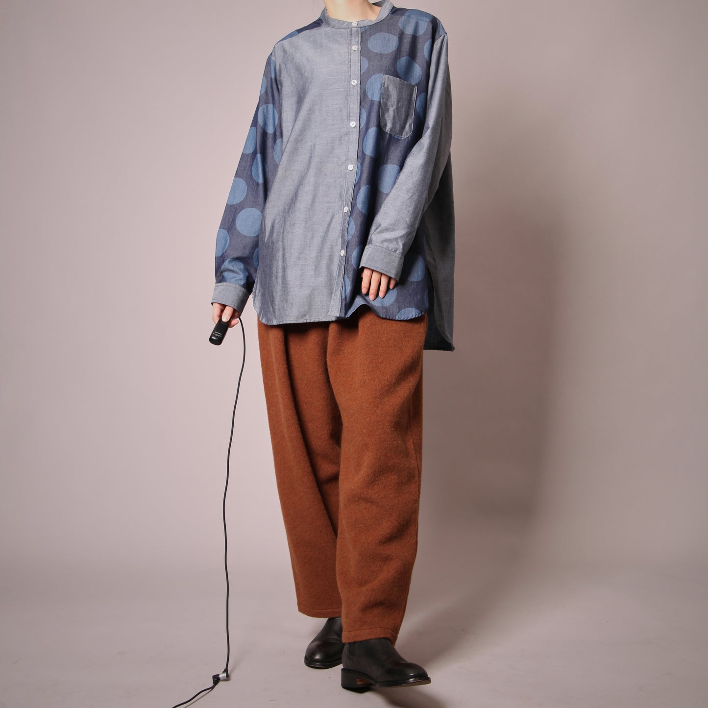 <OSOCU>倉敷テンセルデニム バンドカラーシャツ