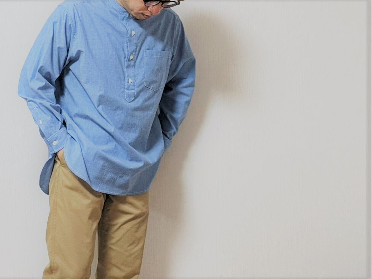 <OSOCU>ダンガリー プルオーバーシャツ ソメルマエ デッドストック生地