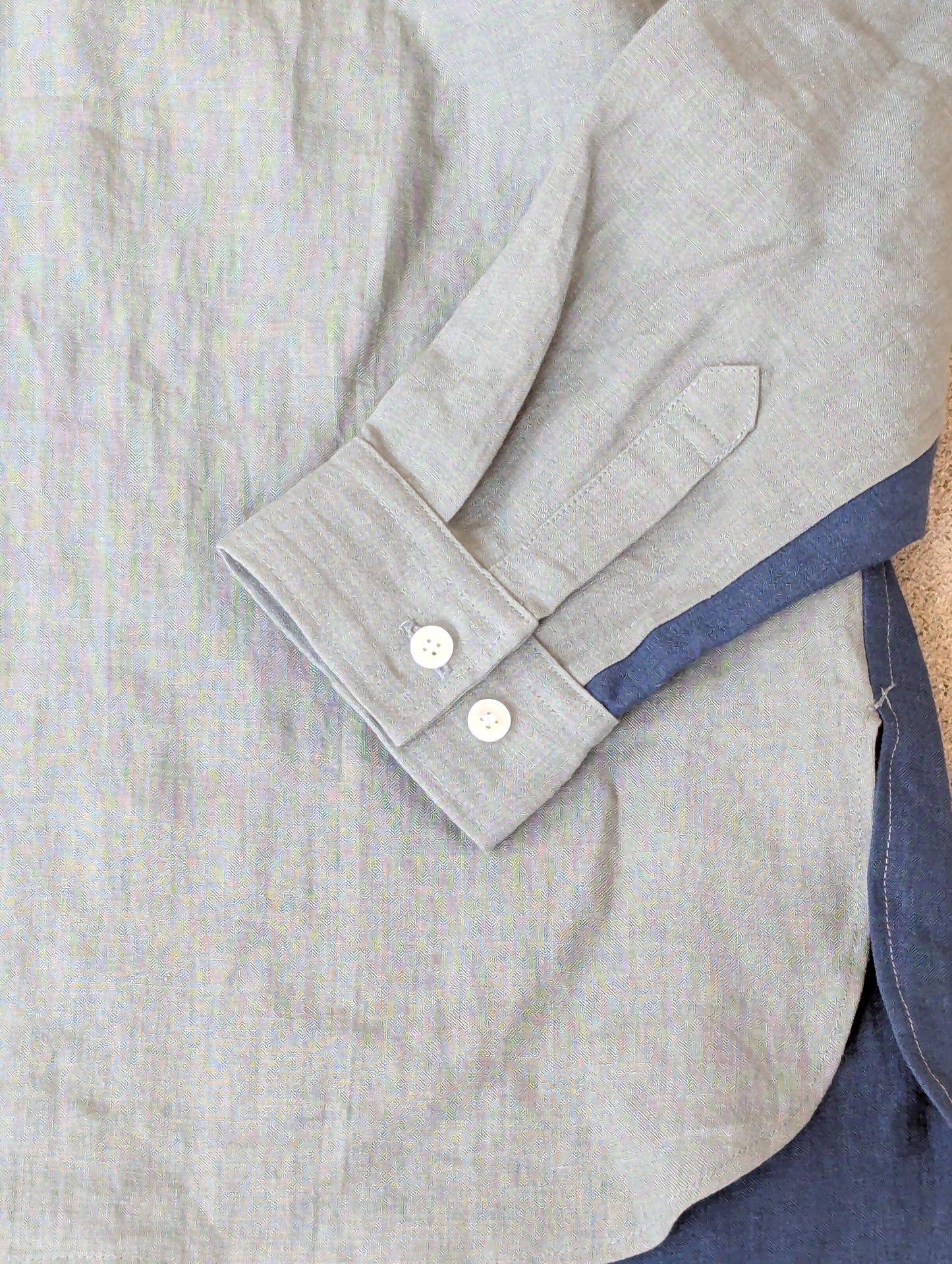 <OSOCU> 「りきゅうネズミとネイビーブルー」 遠州織物 バンドカラーシャツ