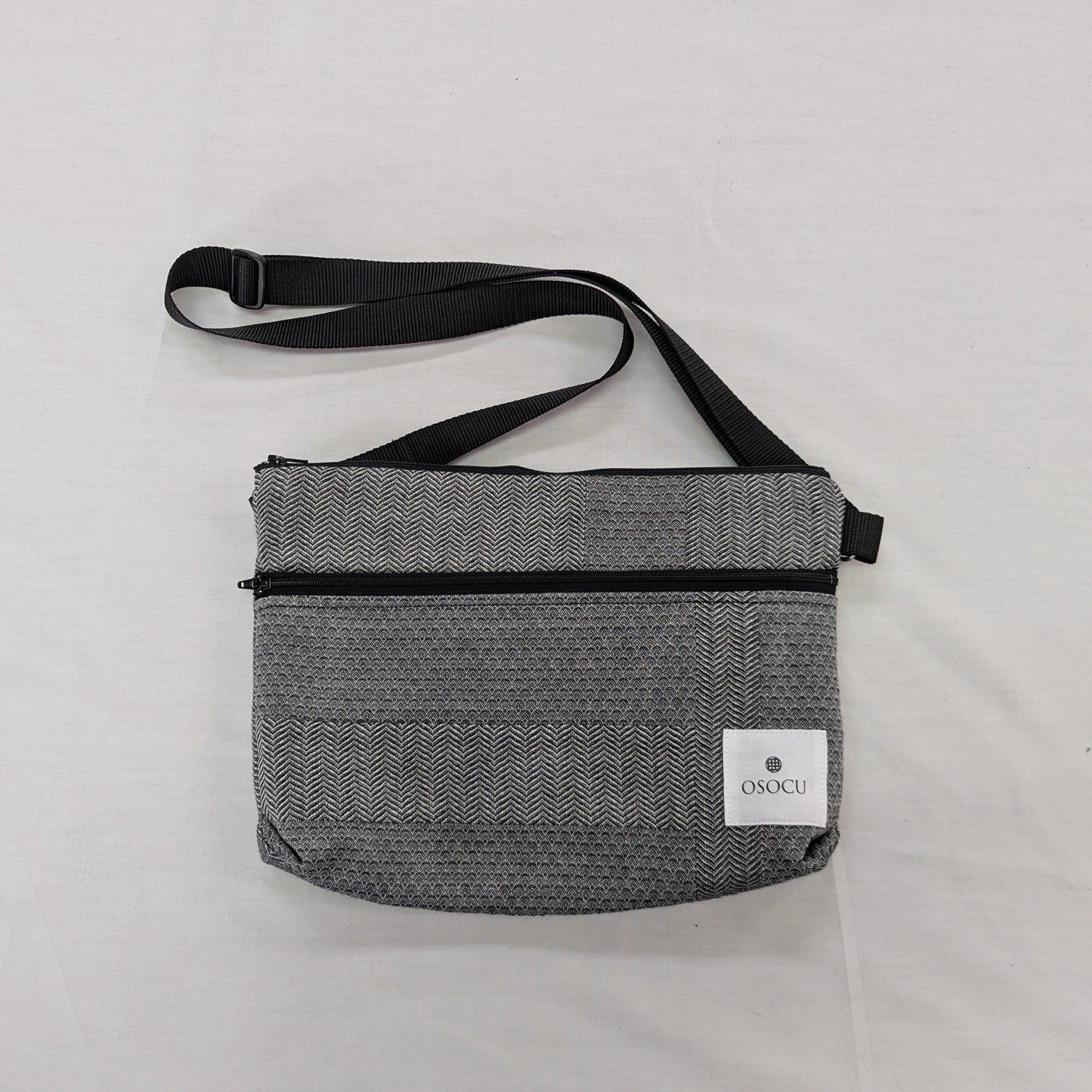 <OSOCU> 知多木綿 パッチワーク サコッシュ バッグ No.003