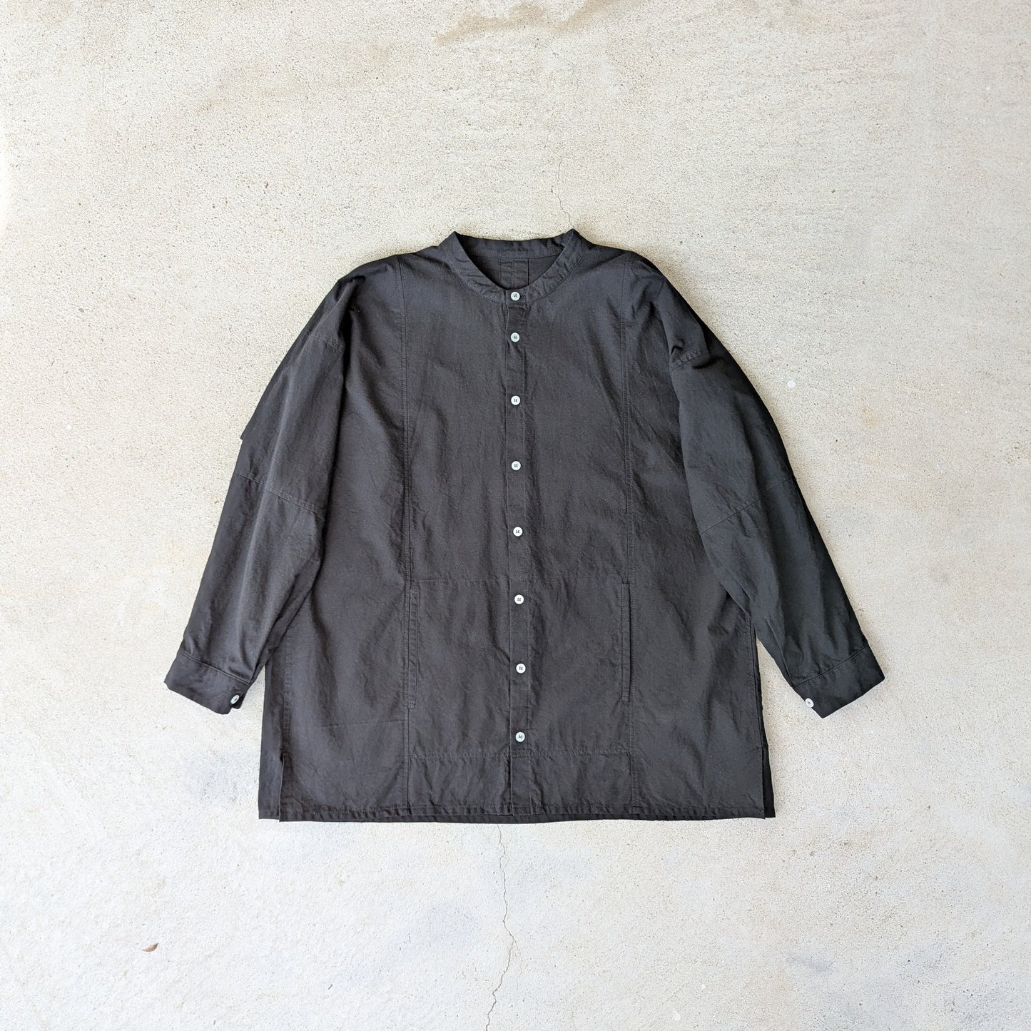 知多木綿  直線シャツ 名古屋黒紋付染