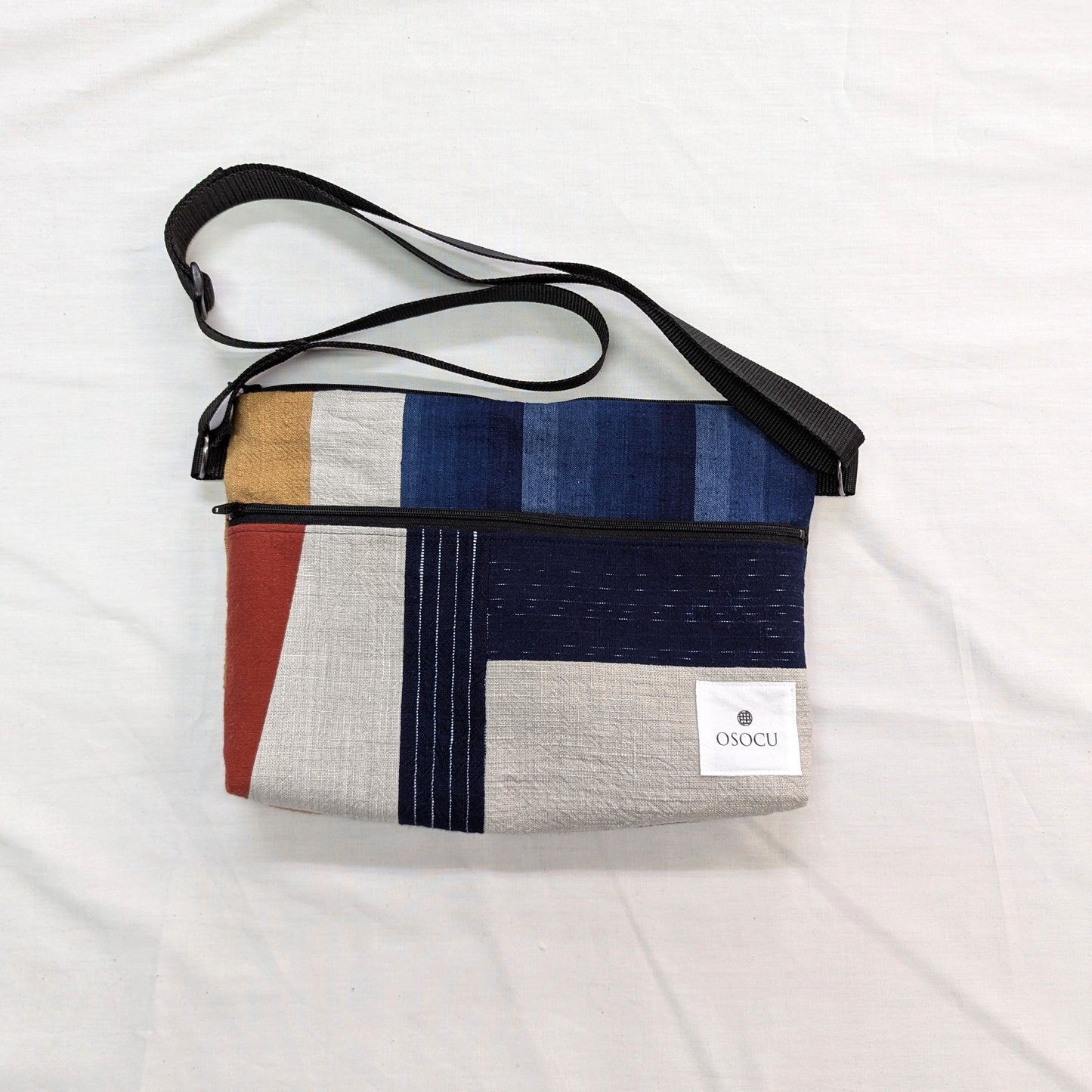 <OSOCU> 備後節織 パッチワーク サコッシュ バッグ No.004