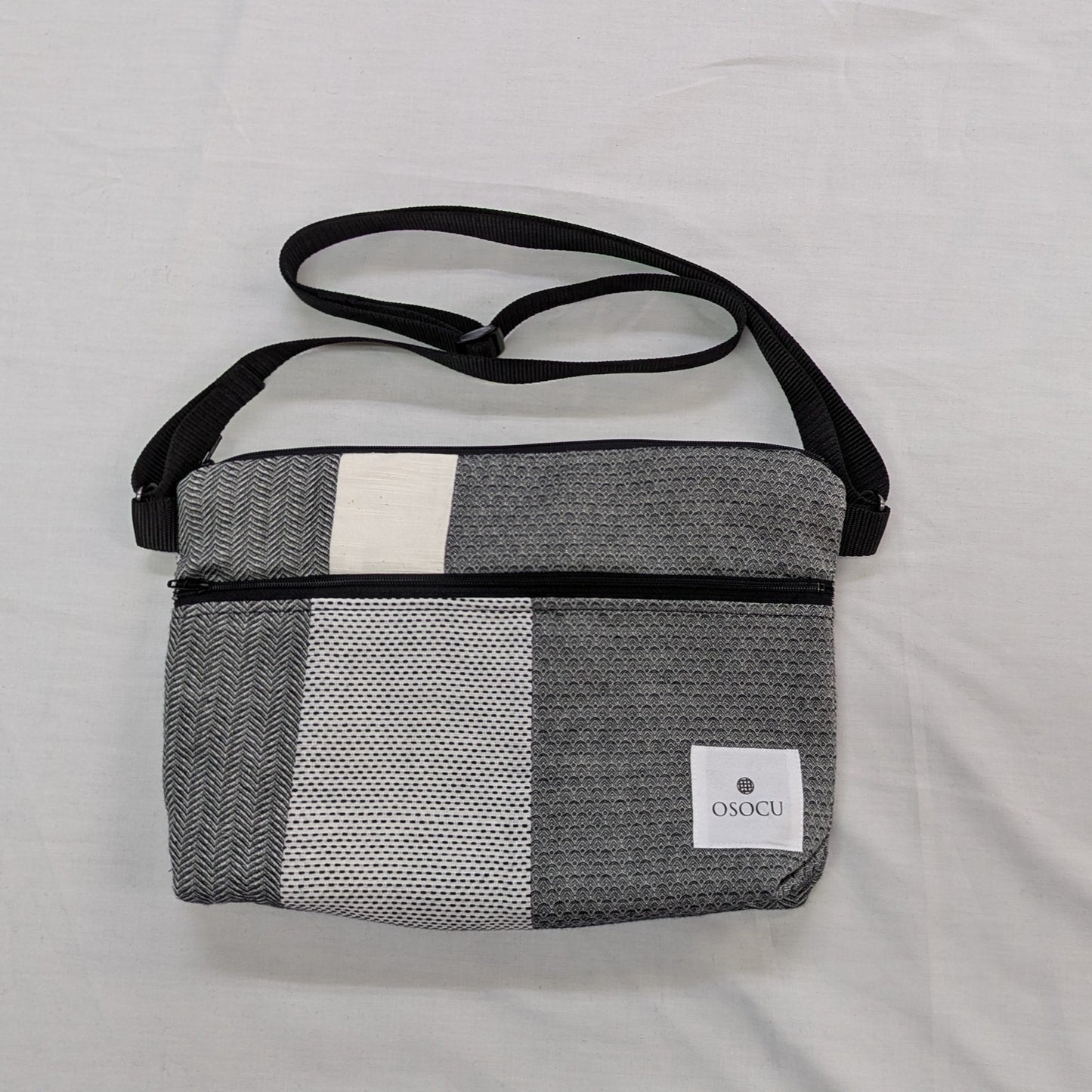 <OSOCU> 知多木綿 パッチワーク サコッシュ バッグ No.005