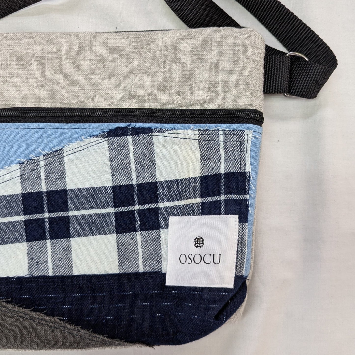 <OSOCU> 備後節織 パッチワーク サコッシュ バッグ No.007
