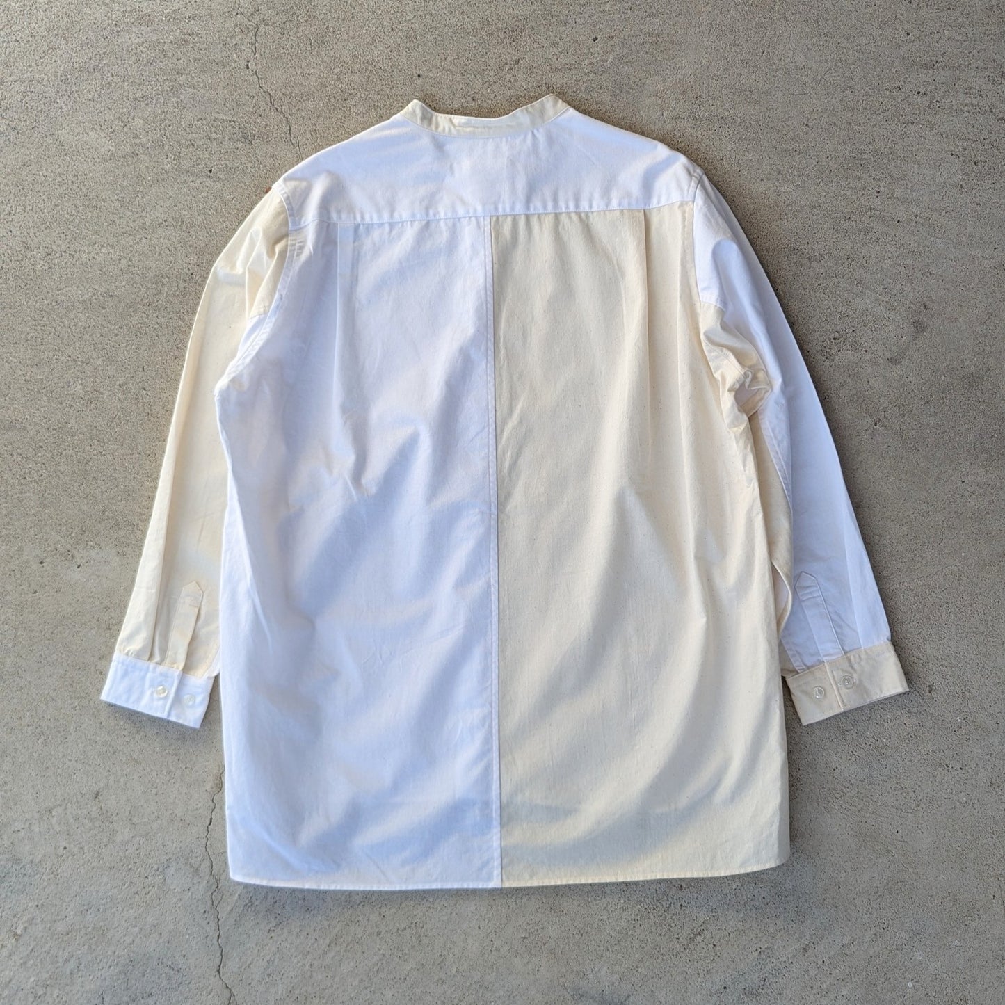 <OSOCU> 「キバタとサラシ」 知多木綿 配色 バンドカラーシャツ アレンジバージョン