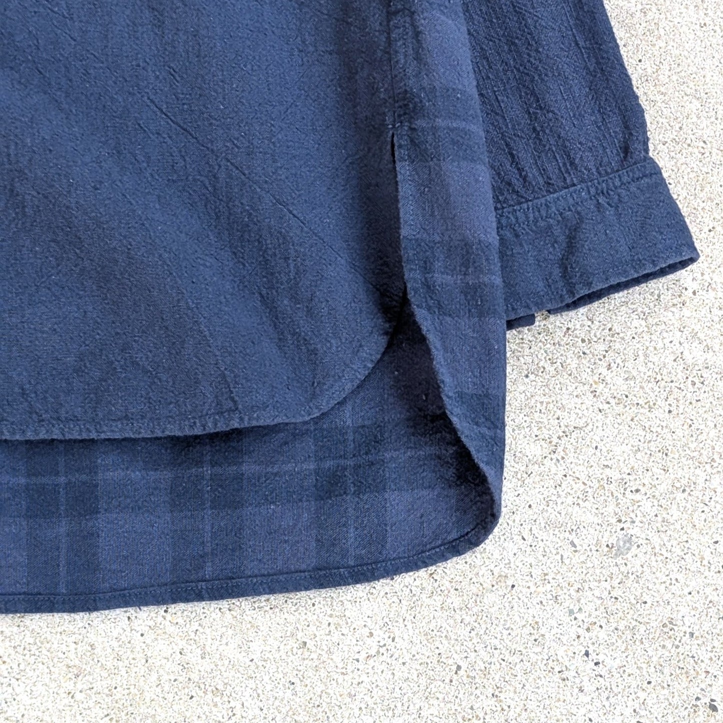 <OSOCU>  一点物　備後節織×伝統色染め バンドカラーシャツ