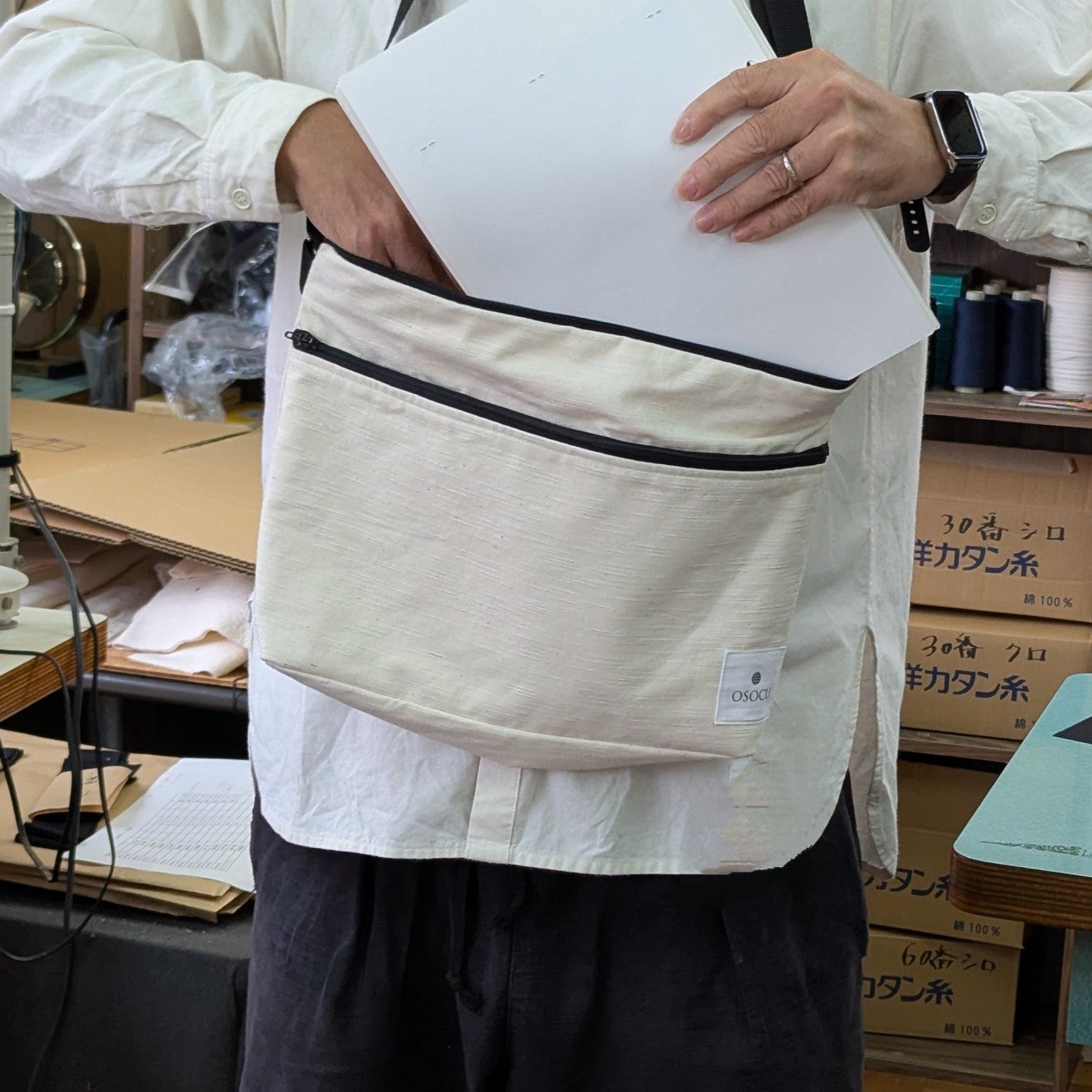 サコッシュより少し大きい  知多木綿 彩紬ミニショルダーバッグ　