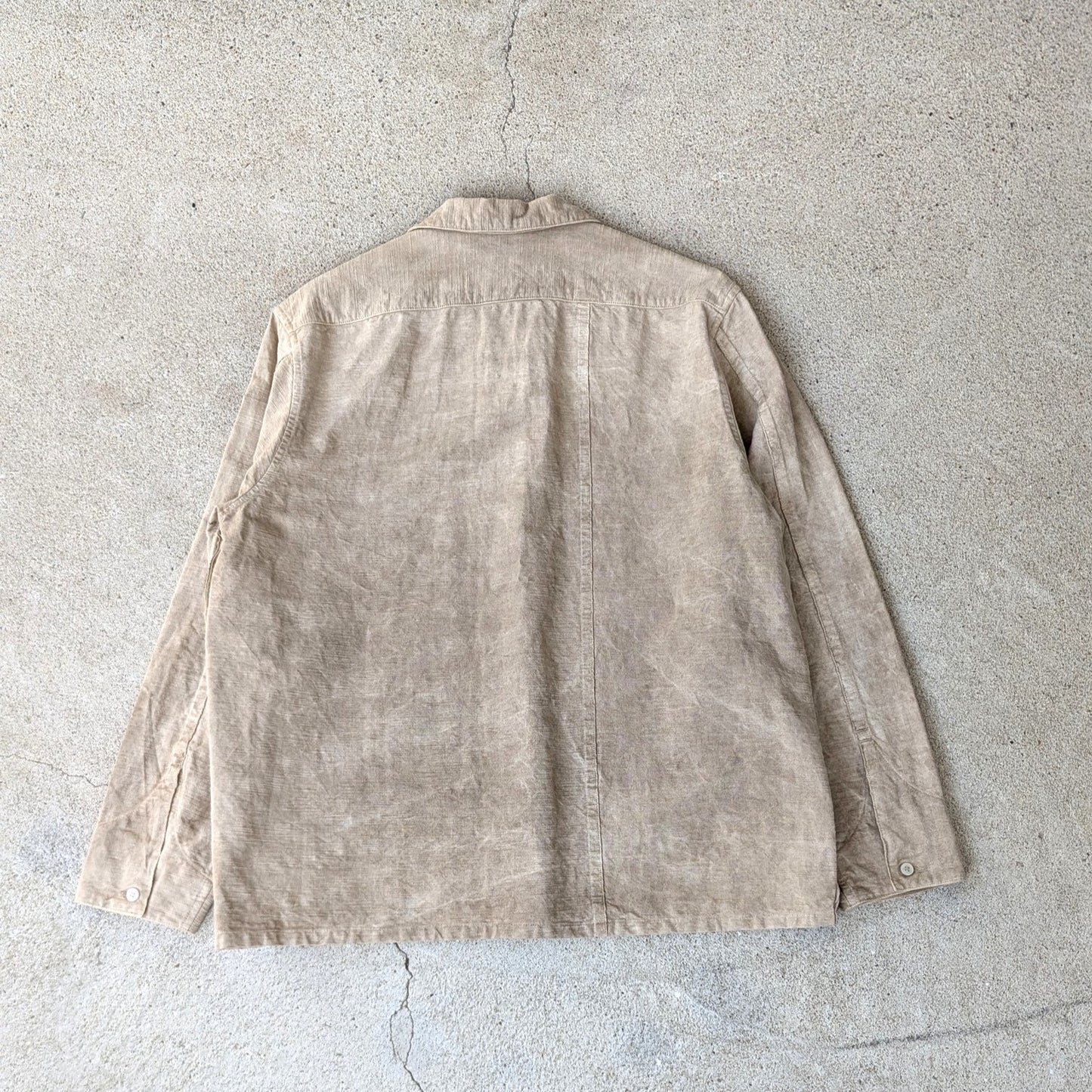 <OSOCU> 知多木綿 オープンカラーシャツジャケット カバーオール いなべ市の黒土染め