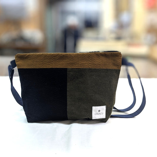 サコッシュより少し大きい コーデュロイ パッチワーク ミニショルダーバッグ NO.2