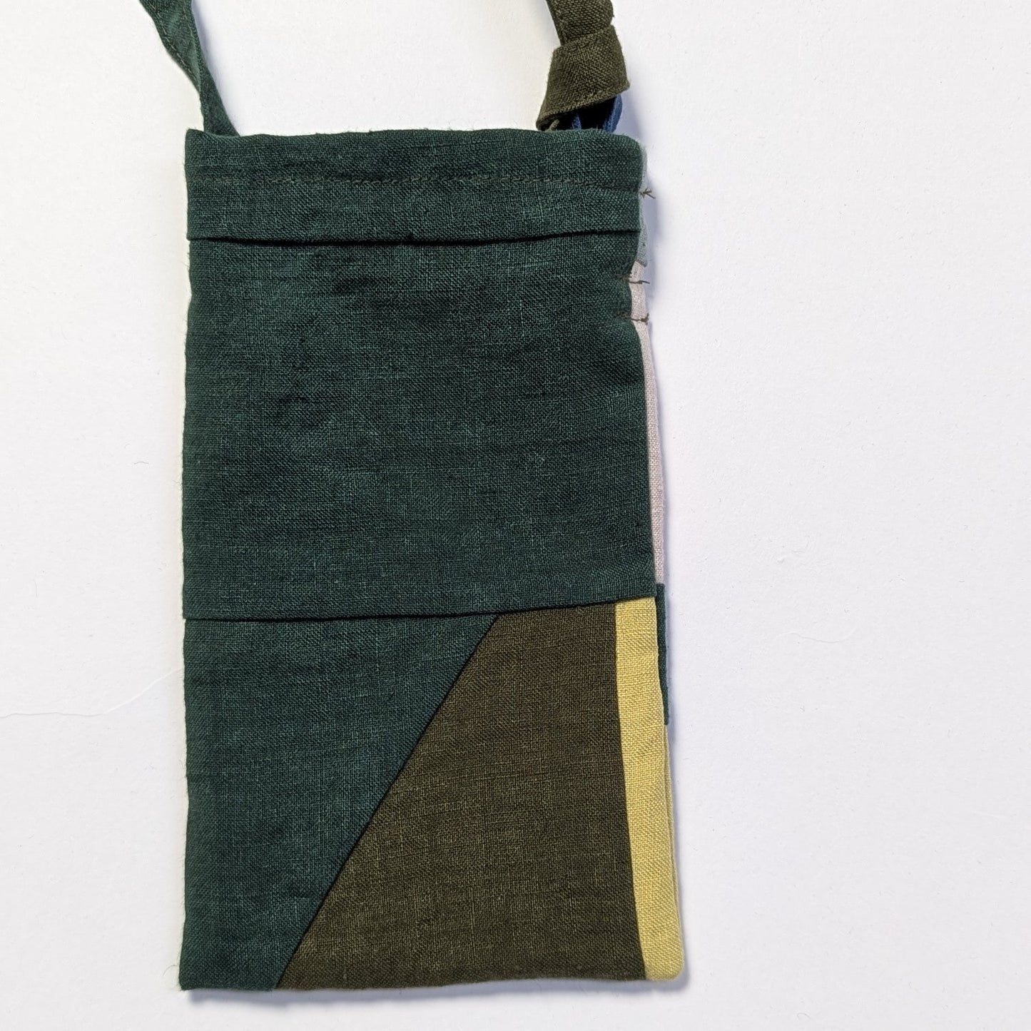 ＜OSOCU＞遠州織物 ヨーロッパリネン100% パッチワーク スマホショルダーバッグ 斜めがけNO.2