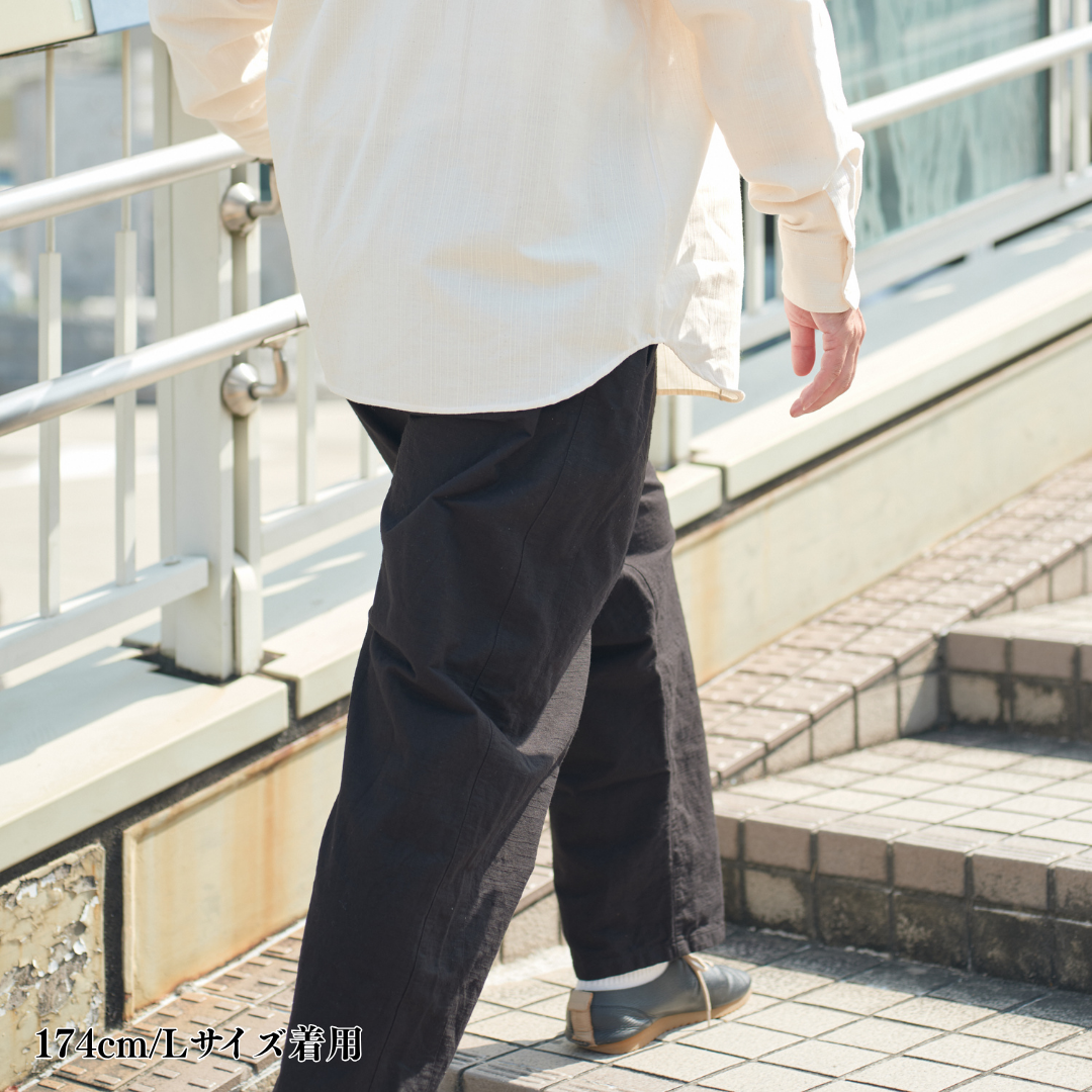 ＜OSOCU＞知多木綿 黒染め バルーンパンツ 名古屋黒紋付染