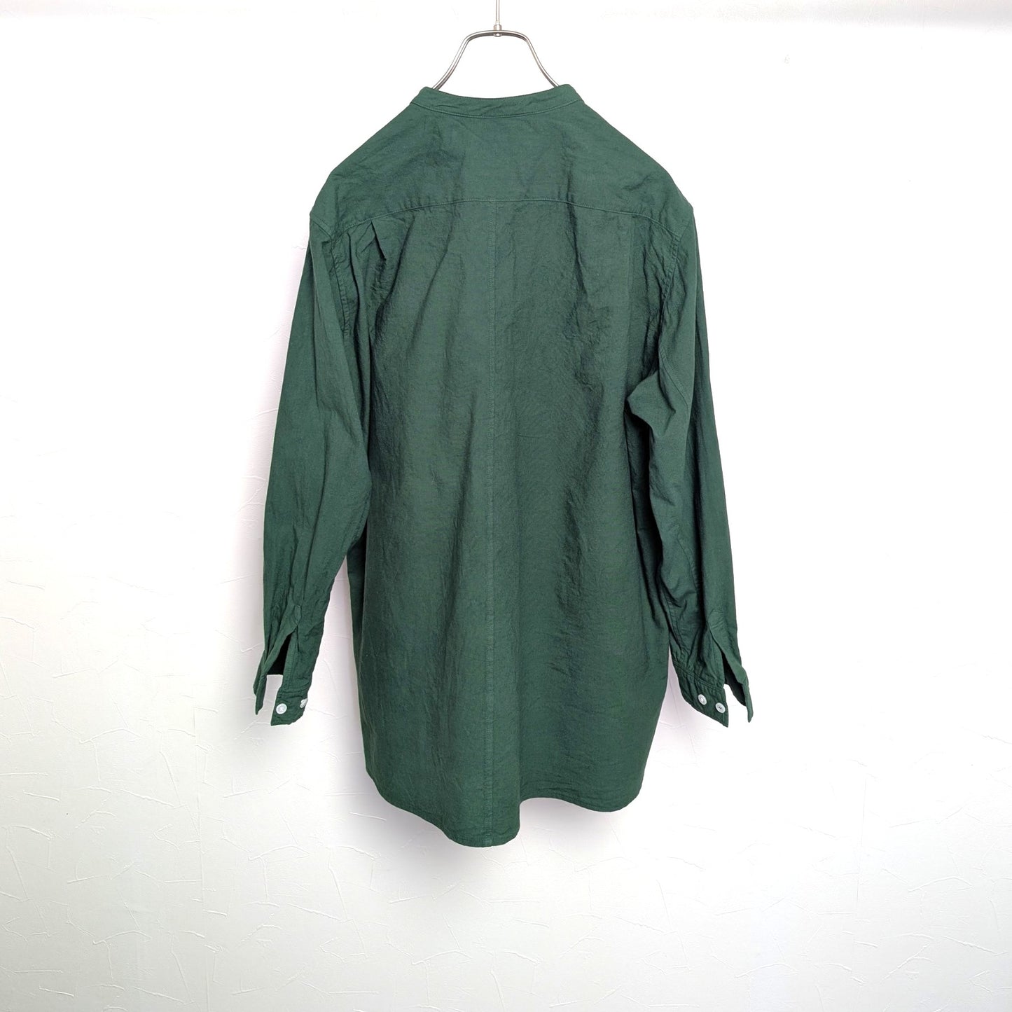 <OSOCU> 伝統色染め 織部色 知多木綿 バンドカラーシャツ