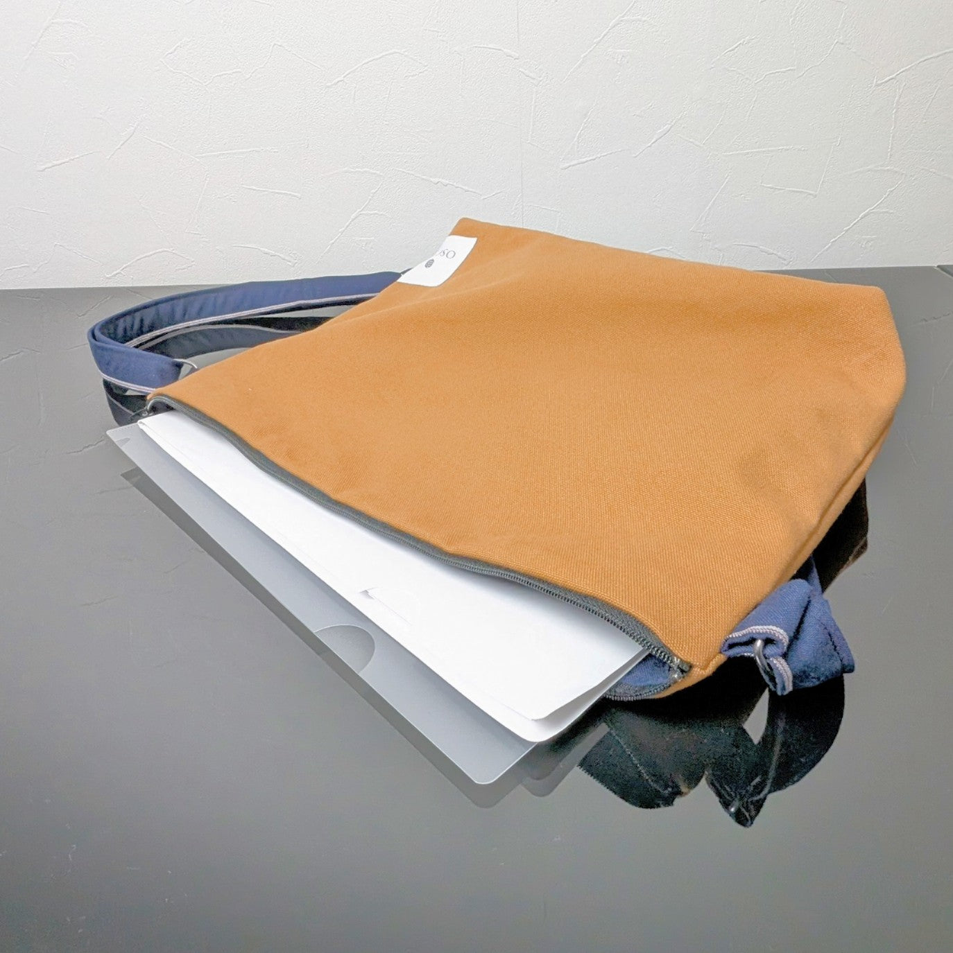 【再制作】サコッシュより少し大きい 知多木綿 帆布ミニショルダーバッグ アーミーダック キャメル