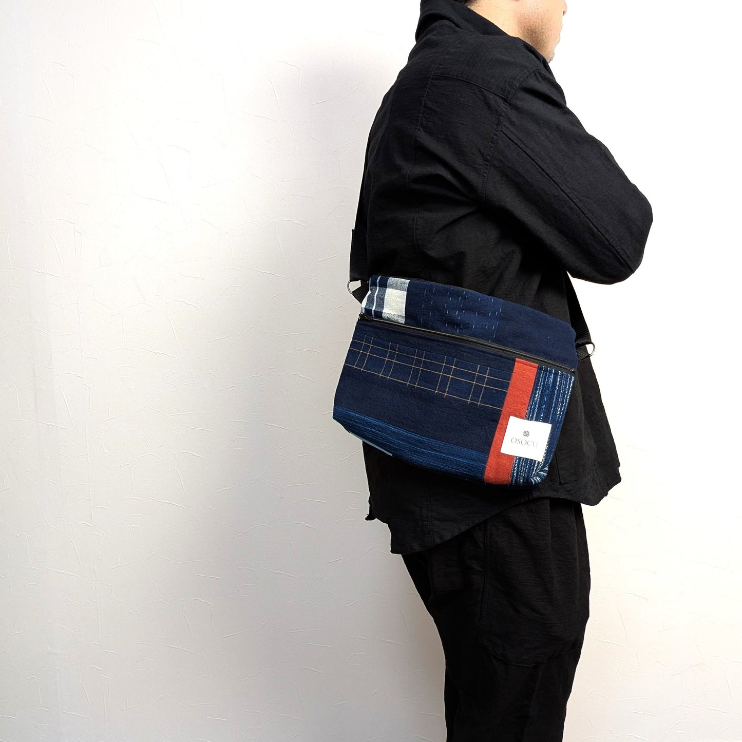 <OSOCU> 備後節織 パッチワーク サコッシュ バッグ No.002