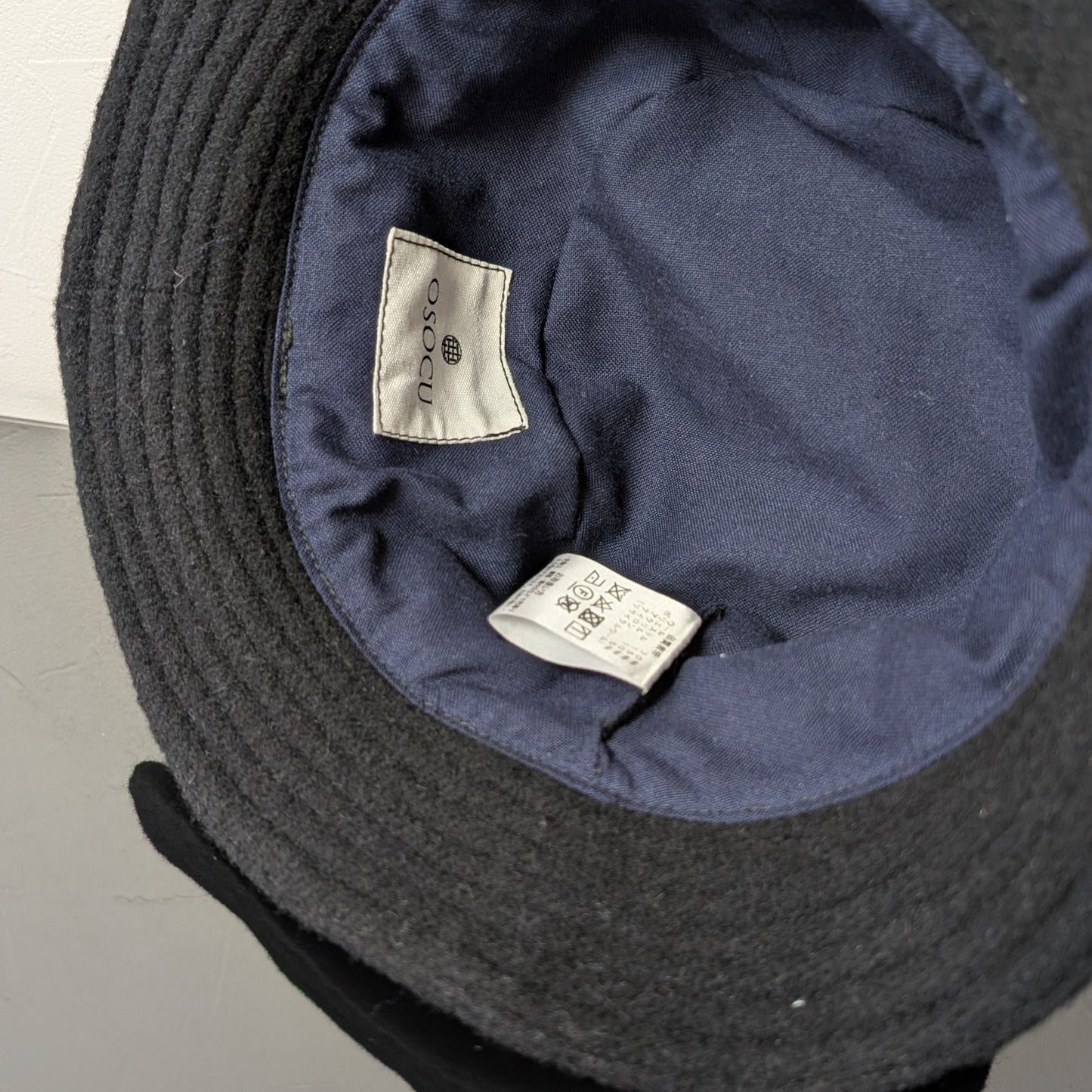 尾州ウール 毛七フランネル バゲットハット 再生羊毛（リサイクルウール） ブラック