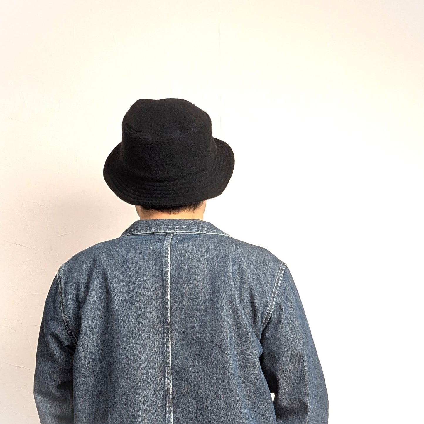 尾州ウール 毛七フランネル バゲットハット 再生羊毛（リサイクルウール） ブラック