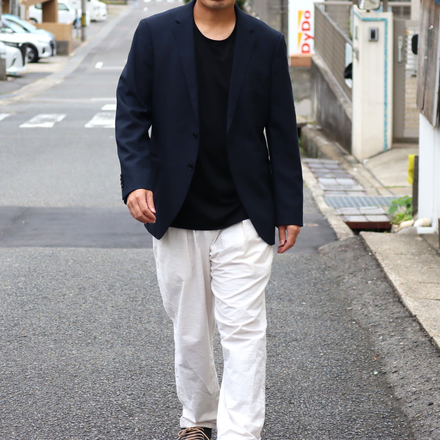 <OSOCU> 受注生産 尾州ウール Super160 メリノウール100％ ロングTシャツ 黒