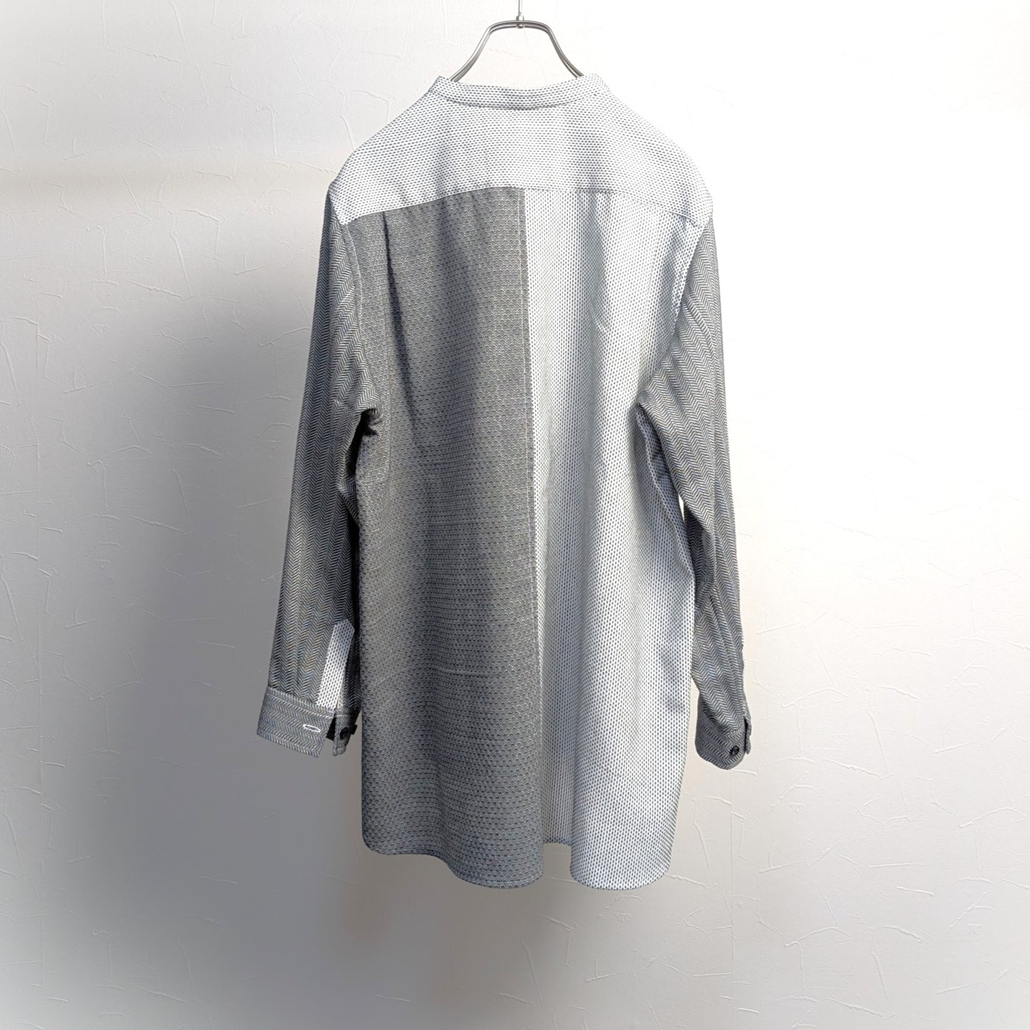 <OSOCU> 一点物 知多木綿 ドビー織 クレイジーパターン バンドカラーシャツ