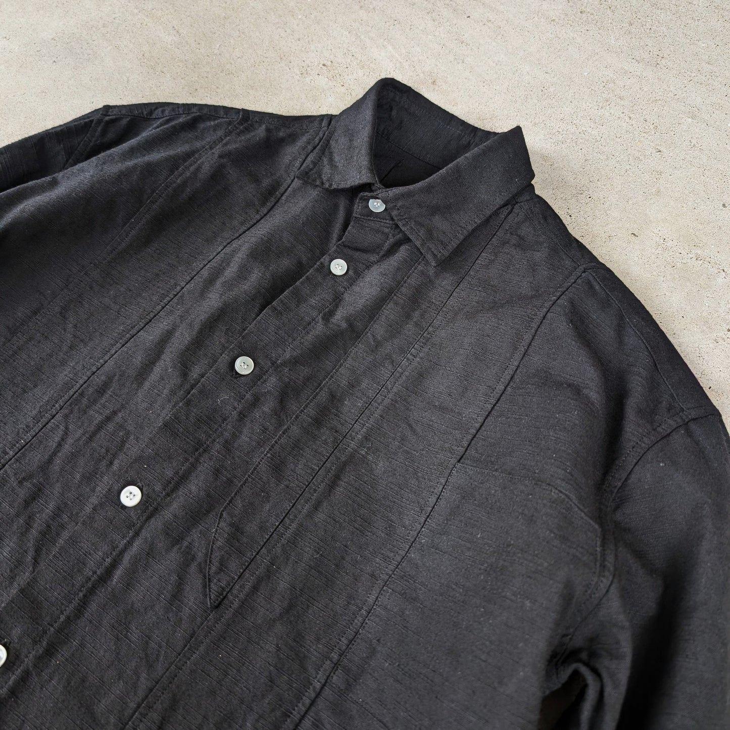 知多木綿 変形リメイクシャツ レギュラーカラー 名古屋黒紋付染