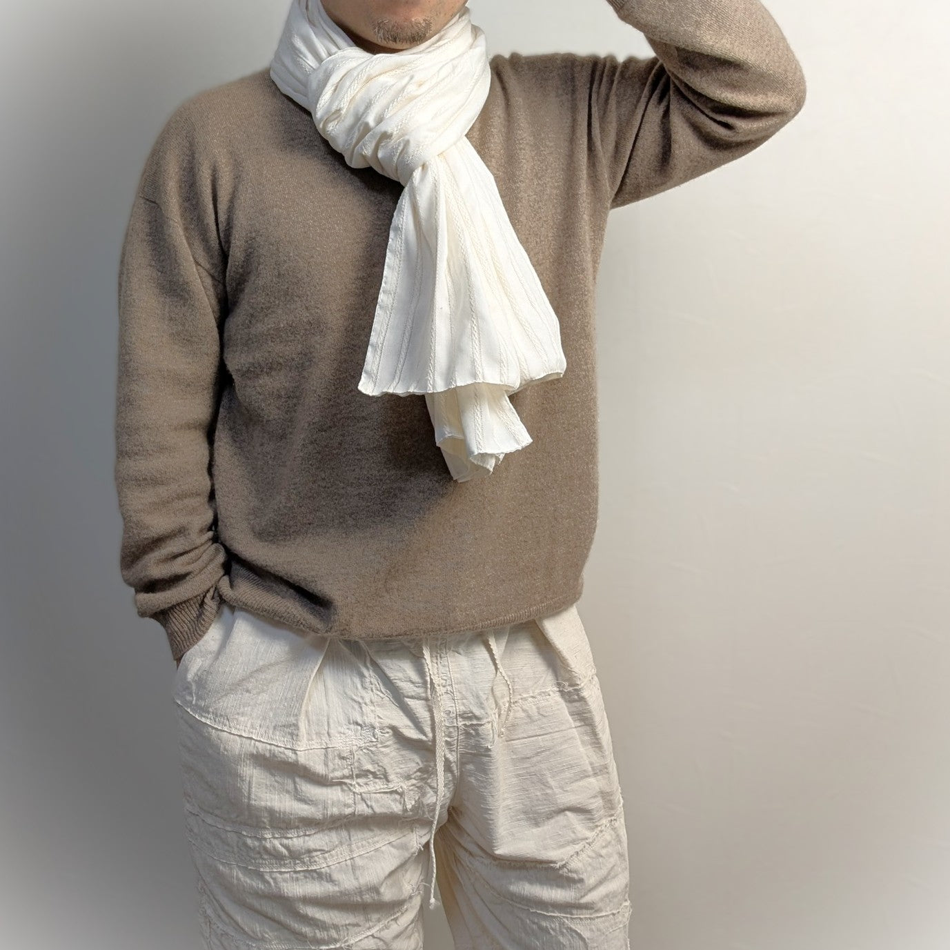 知多木綿 シャトル織機で織った民族衣装生地の大判ストール