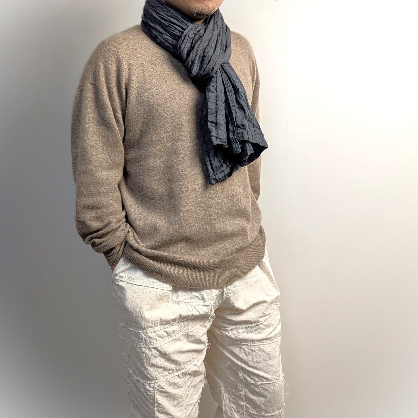 知多木綿 シャトル織機で織った民族衣装生地の大判ストール