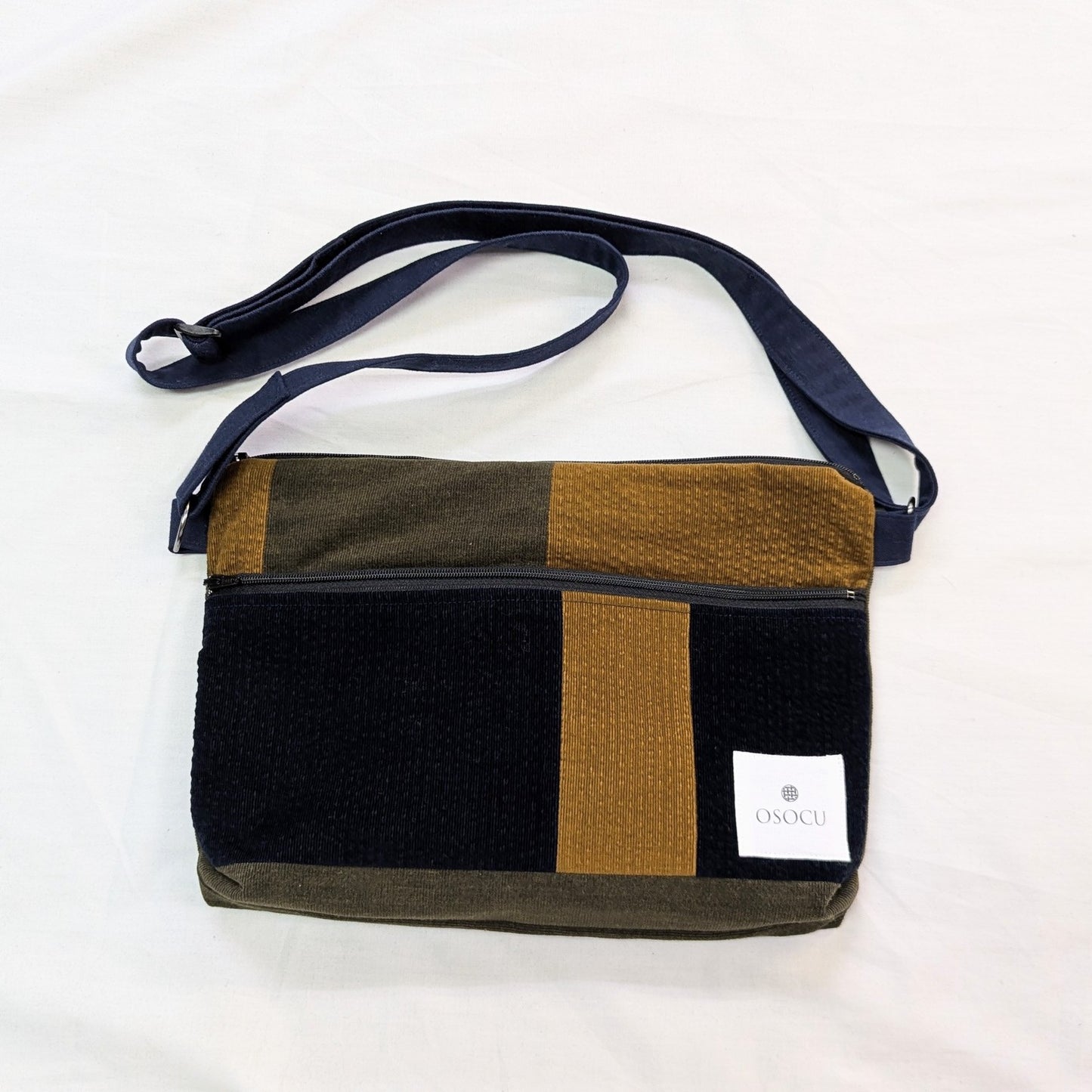 コーデュロイ生地 パッチワーク サコッシュ バッグ