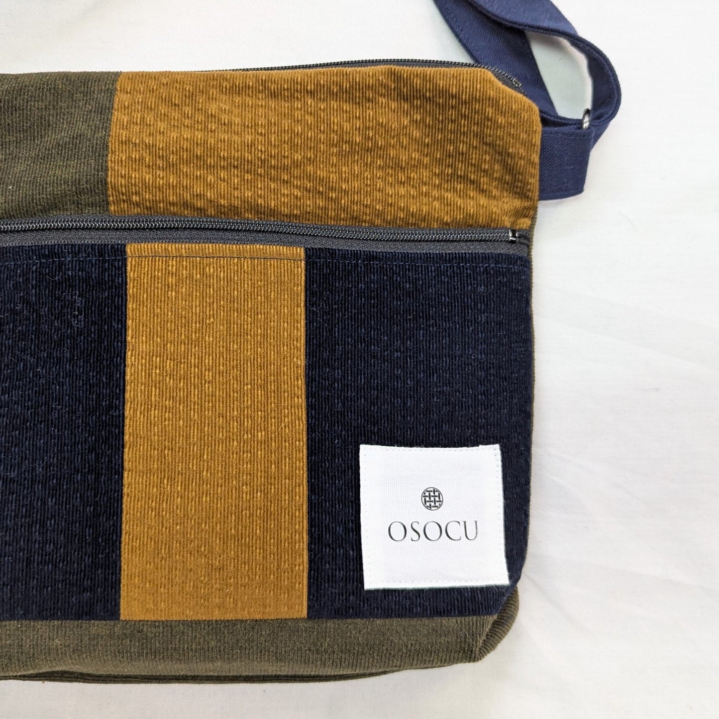 コーデュロイ生地 パッチワーク サコッシュ バッグ