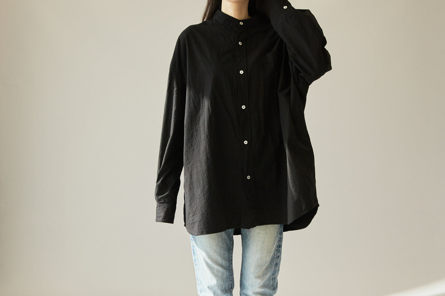 <OSOCU> 知多木綿 名古屋黒紋付染 ビッグシルエットシャツ