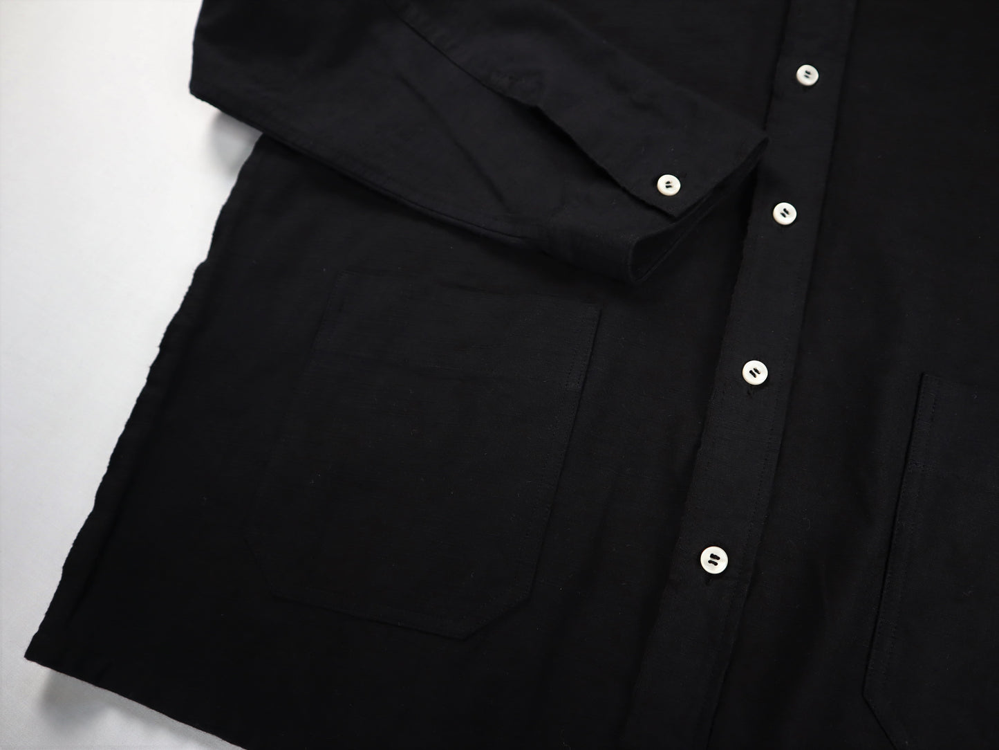 <OSOCU> 知多木綿 黒染め オープンカラーシャツジャケット カバーオール 名古屋黒紋付染