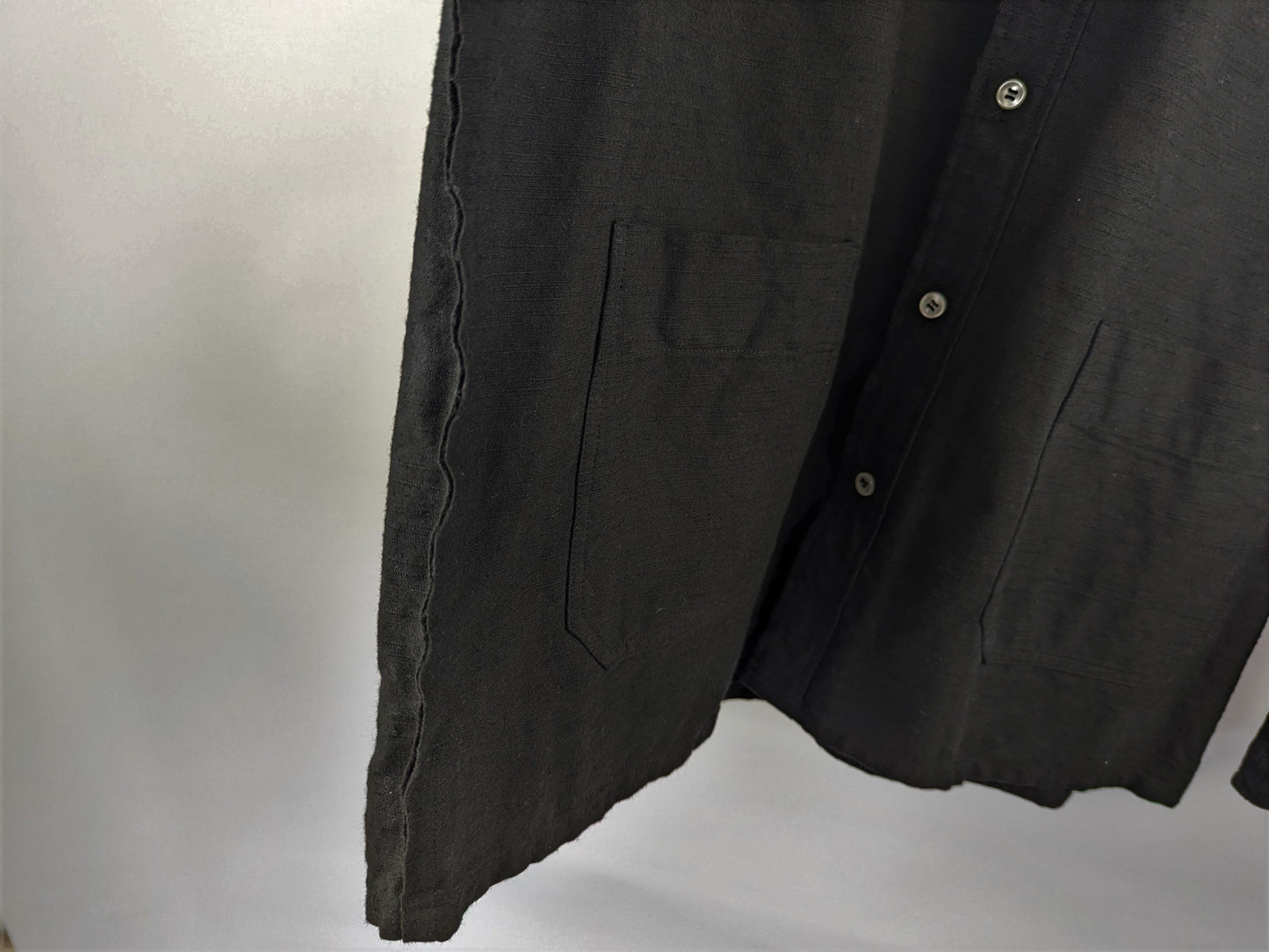 <OSOCU> 知多木綿 黒染め オープンカラーシャツジャケット カバーオール 名古屋黒紋付染