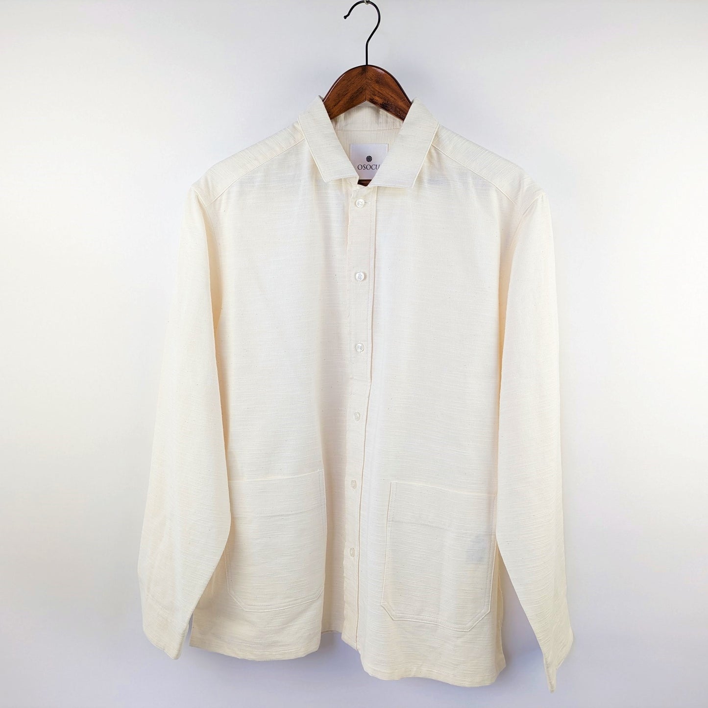 <OSOCU> 知多木綿 無漂白無染色 オープンカラーシャツジャケット カバーオール